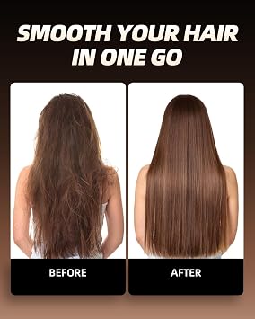Hair Straightener Brush, Portable Ionic Hair Straighteners for Women 20s Fast Heated Negative, Dense Teeth Straightening Comb with 3 Temp Modes & 30 min Auto-Off, Dual Voltage