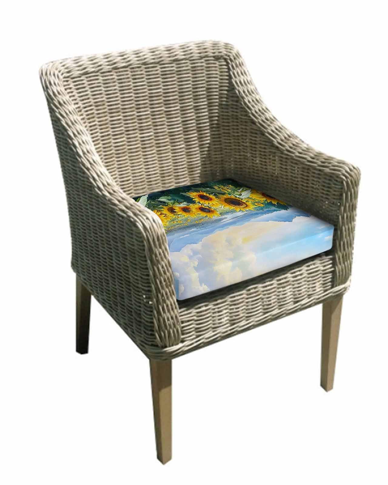 Hokiten Summer Sunflower Outdoor Cushion Chair Cover Set of 2 - Waterproof Couch Seat Covers, Watercolor Pastoral Mountain Flowers Patio Furniture Protector Cushions Slipcovers for Sofa/RV, 22