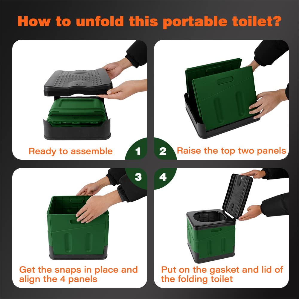 Folding Toilet Camping Toilet with lid Mobile Toilet with lid Split Toilet Outdoor Or Indoor Portable Toilet