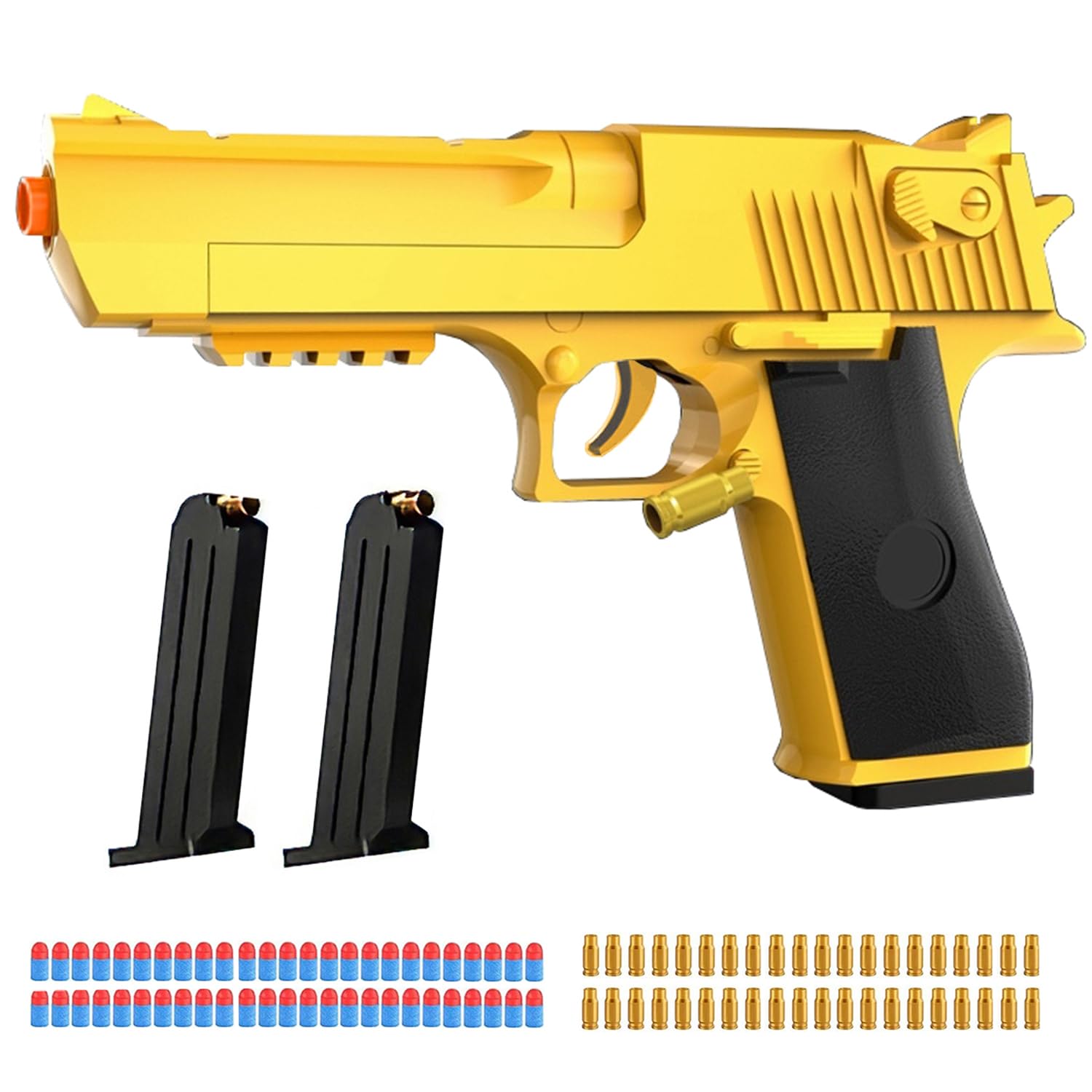 Soft Bullet Toy Gun Shell Ejecting Toy Pistol, EVA Foam Bullets Toy Guns, Educational Model Greats Gifts for Children(Gold)