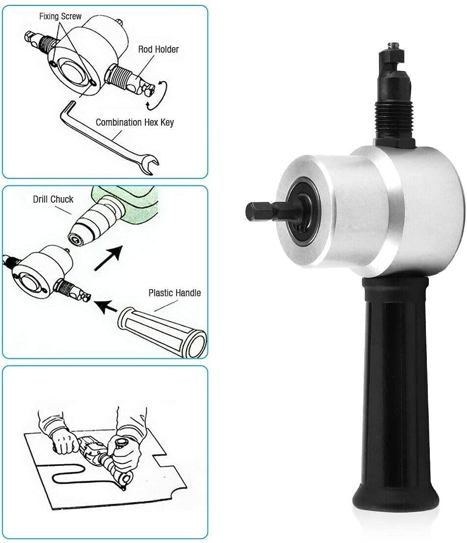 Roditrice per lamiera a Doppia Testa, 1500~3000 Giri/min Roditrice Multiuso per Sega per Trapano Accessorio per Trapano con Chiave e Pezzi Set di Attrezzi per Officina