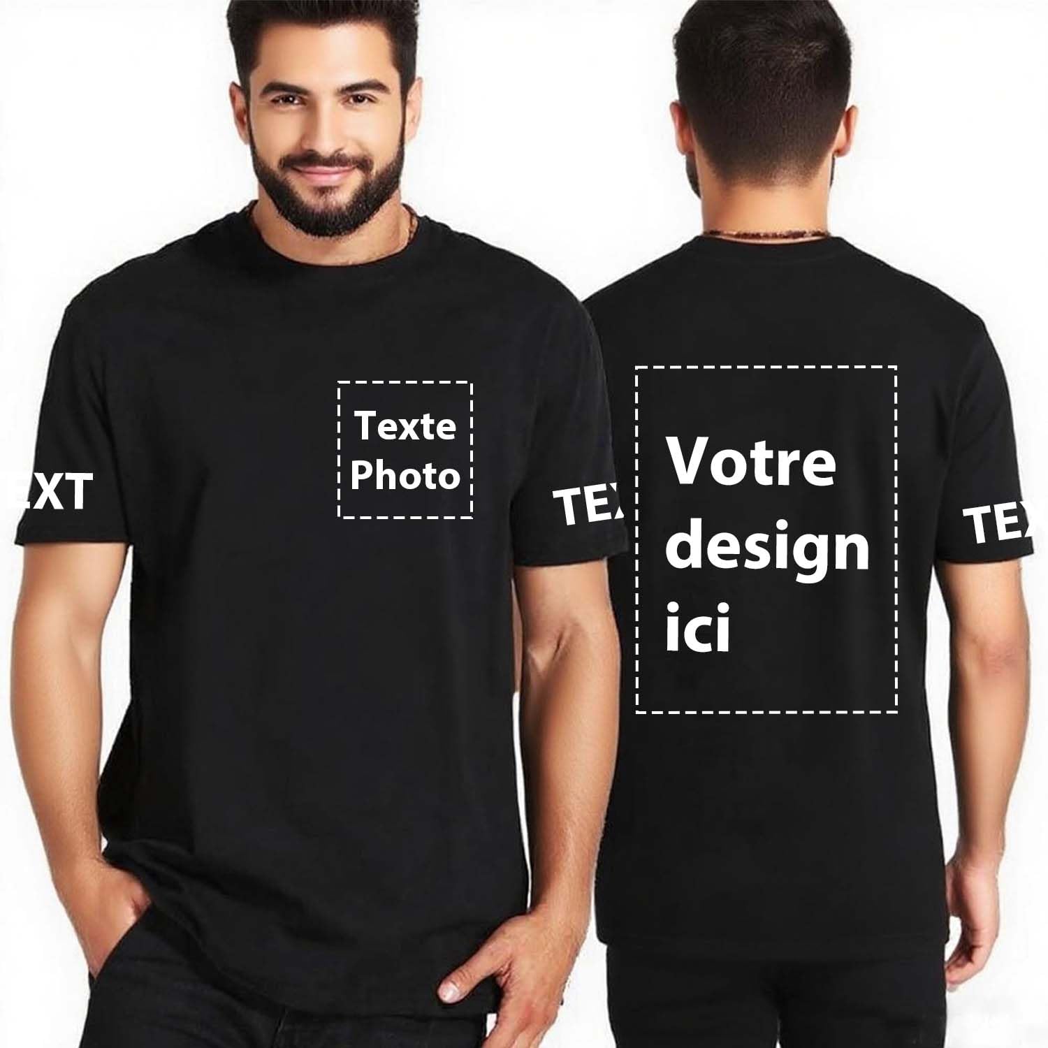 T-shirt Personnalisable Avec Photo Ou Texte - Homme Et Femme, 100% Coton, Impression Haute Qualité, Tailles XS à 5XL