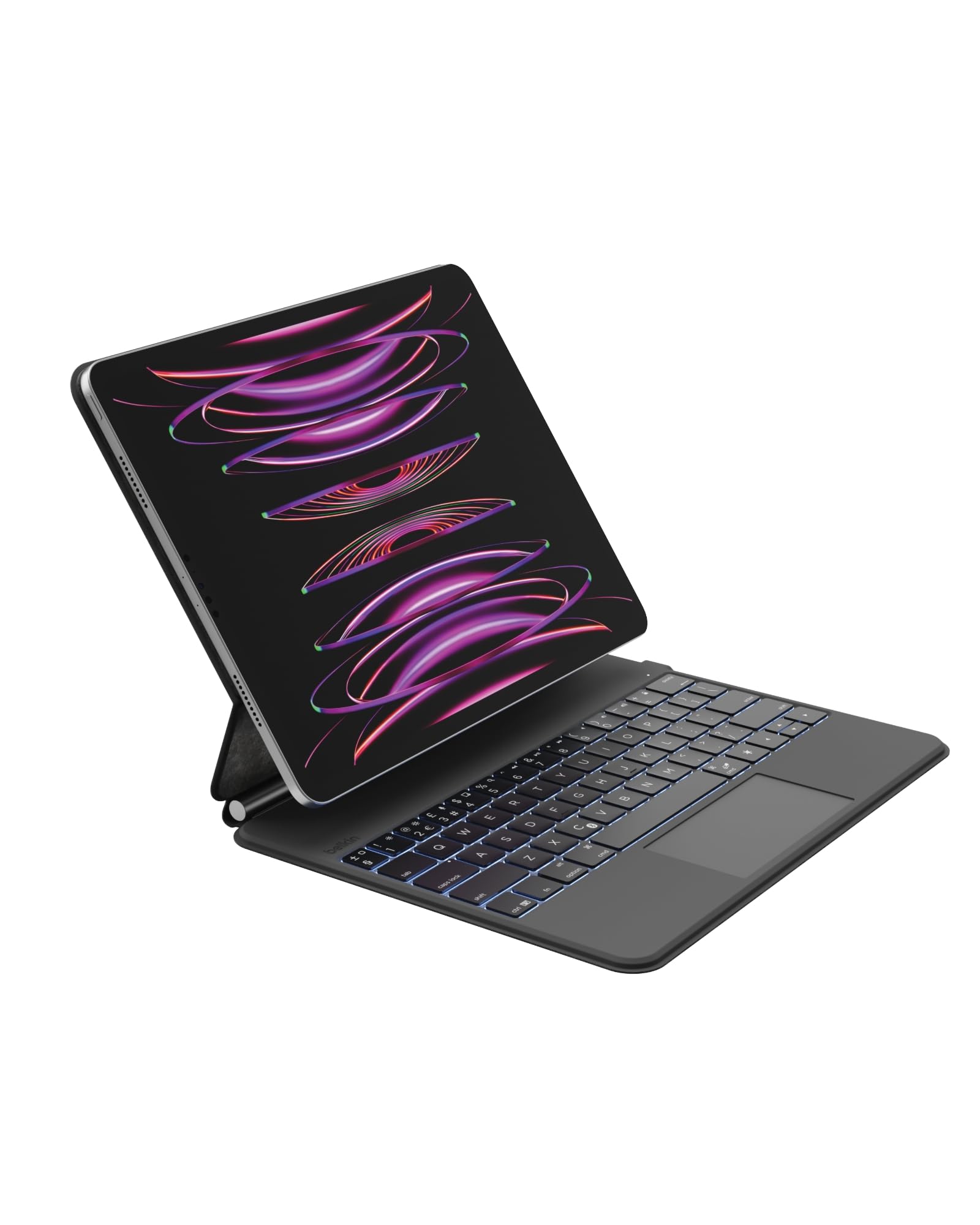 Belkin Pro Bluetooth-Tastatur mit Hülle und magnetischem Ständer, iPad Tastatur, Multi-Gesture-Steuerung, Apple Pencil magnetische Befestigung, QWERTZ, Multimedia-Tasten für iPad Air M2 13