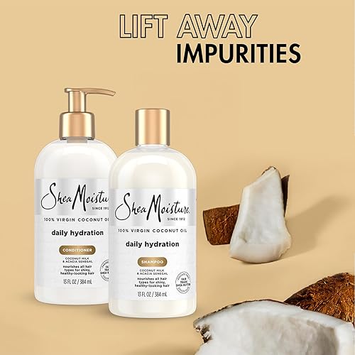 Miniatura 3 de Juego de champú y acondicionador SheaMoisture, hidratación diaria con aceite puro de coco – Nuevo aspecto, espuma cremosa mejorada, sin crueldad, 13