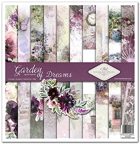 ITD Collection - Paquete de álbumes de recortes, 30 x 30 cm, papel de scrapbooking, papel de decoración, papel para hacer tarjetas, tamaño 310 x 320 mm, Garden of Dreams Cover