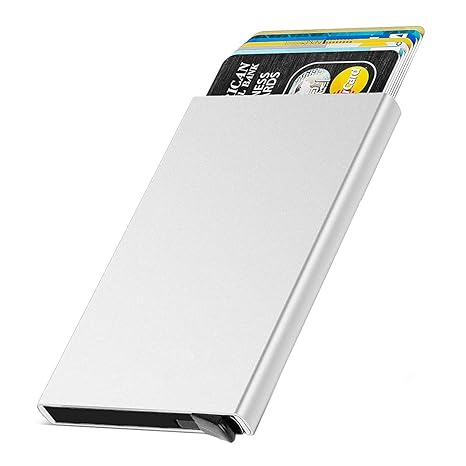 Stealodeal Silver Smart Minimalist Slim RFID Blocking Credit Card Holder Pop Up Wallet