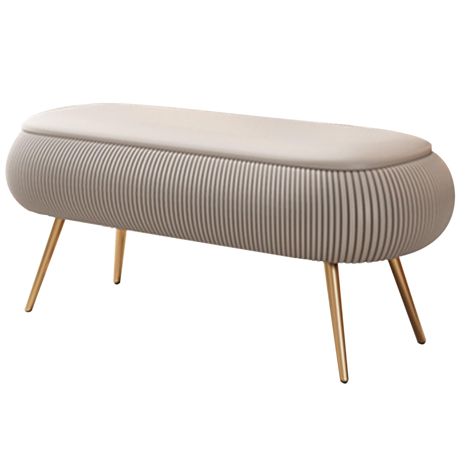 MSHGSKU PU Leather Upholstered Shoe Bench Stylish Entryway Storage Seat with Stainless Steel Legs Gray 31.49in 80cm Perfect for Living Room & Bedroom Decor