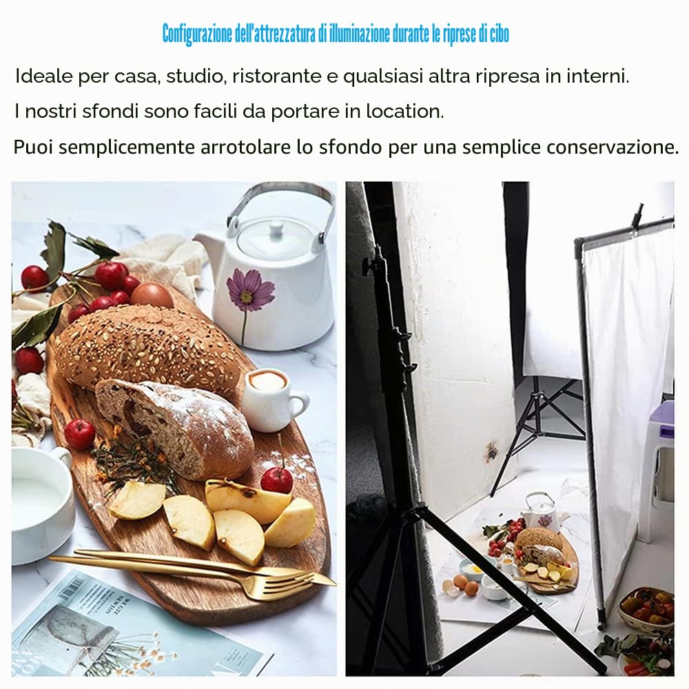 Set di 3 sfondi per fotografia alimentare, 56 x 86 cm, piatti su entrambi i lati, per studio fotografico, prodotti, gioielli, da tavolo, blogger, immagini, 6 modelli
