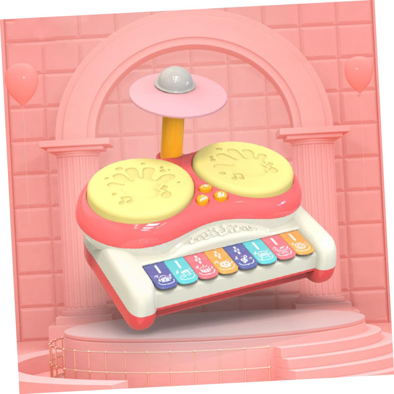 Multifuncional Instrumento de Percusión Infantil Rosa para Niños | Plástico, 3 Pilas Aa No Incluidas, Coordinación Ojo-mano y Destreza Digital, para Peques y Edades Tempranas