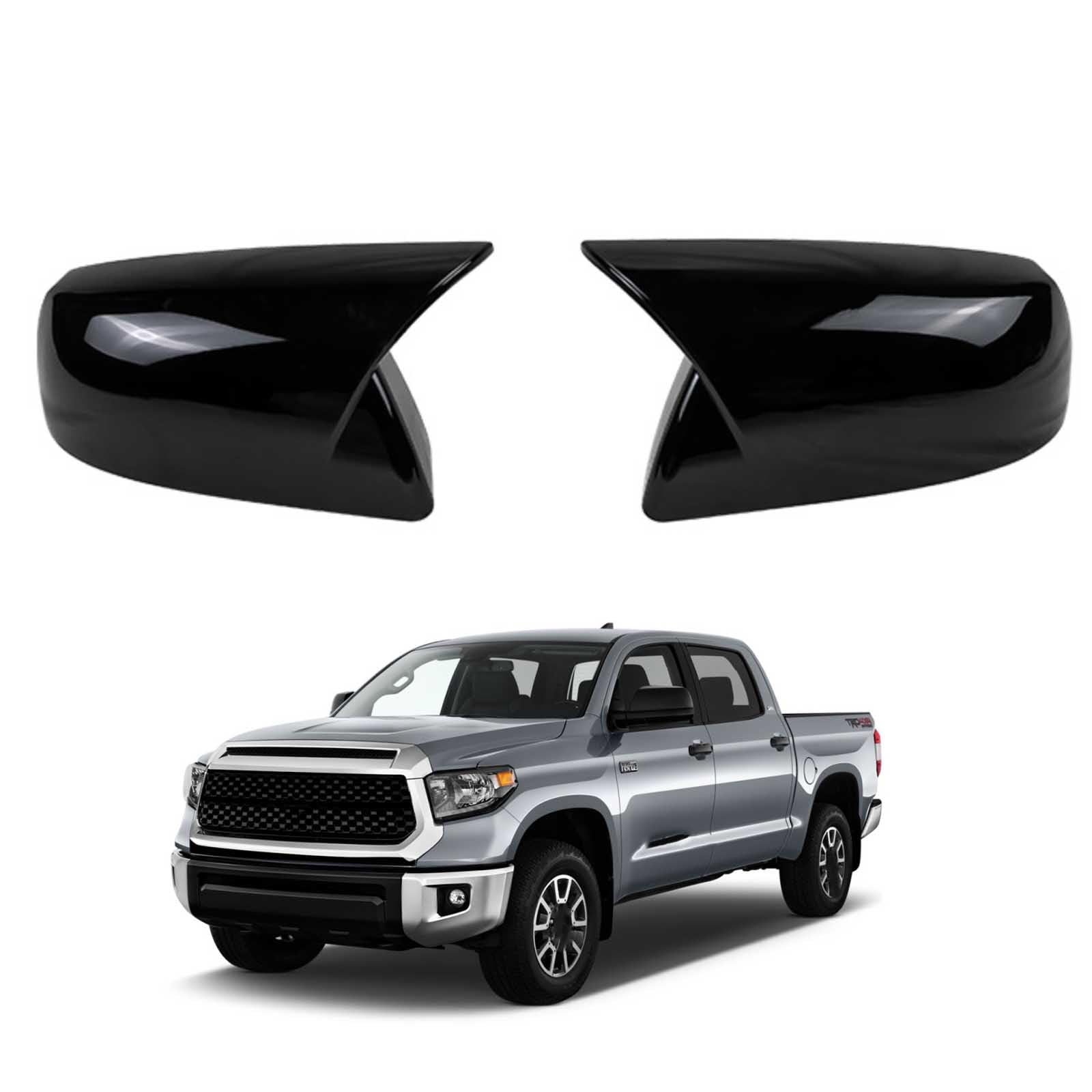 PAPEP Door Mirror Cover Caps for Toyota Tundra 2010-2021, Left Right Side Wing Rearview Mirror Cover Lid 2 Pieces Exterior Styling Accessory,Glossy black