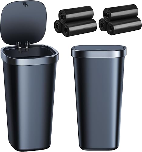 xuenair Paquete de 2 mini botes de basura para automóvil con tapa y 90 bolsas, soporte para tazas, resistente al agua, pequeño bote de basura para xuenair Paquete de 2 mini botes de basura para automóvil con tapa y 90 bolsas, soporte para tazas, resistente al agua, pequeño bote de basura para