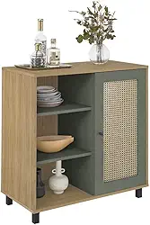 Buffet com porta de abrir e prateleiras CHARLOTTE cor Carvalho c/Menta - Artely