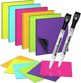 Reusable Magnetic Sticky Notes – 30 Pack 3x3 Dry Erase Magnets with 2 Markers, Magnetic Labels for Whiteboard, Fridge, Locker, Cabinet, Door, Office & Classroom Supplies