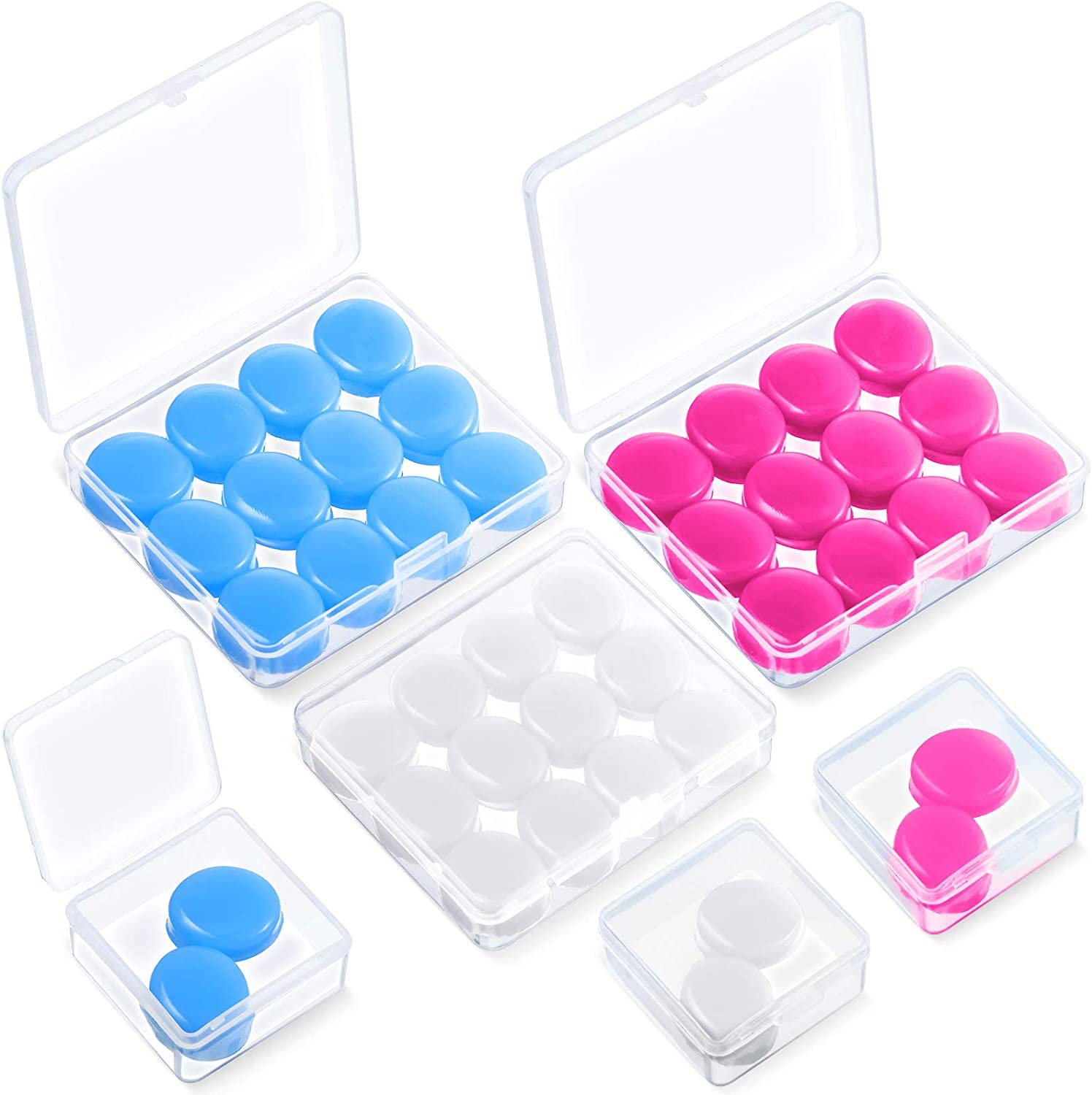 21 Pairs Ear Plugs for Sleeping Soft Reusable Moldable Silicone Earplugs Noise Cancelling Earplugs, Sound Blocking,Ear Plugs with Case for Swimming, Concert,Airplane(Blue,White, Pink)-image-26
