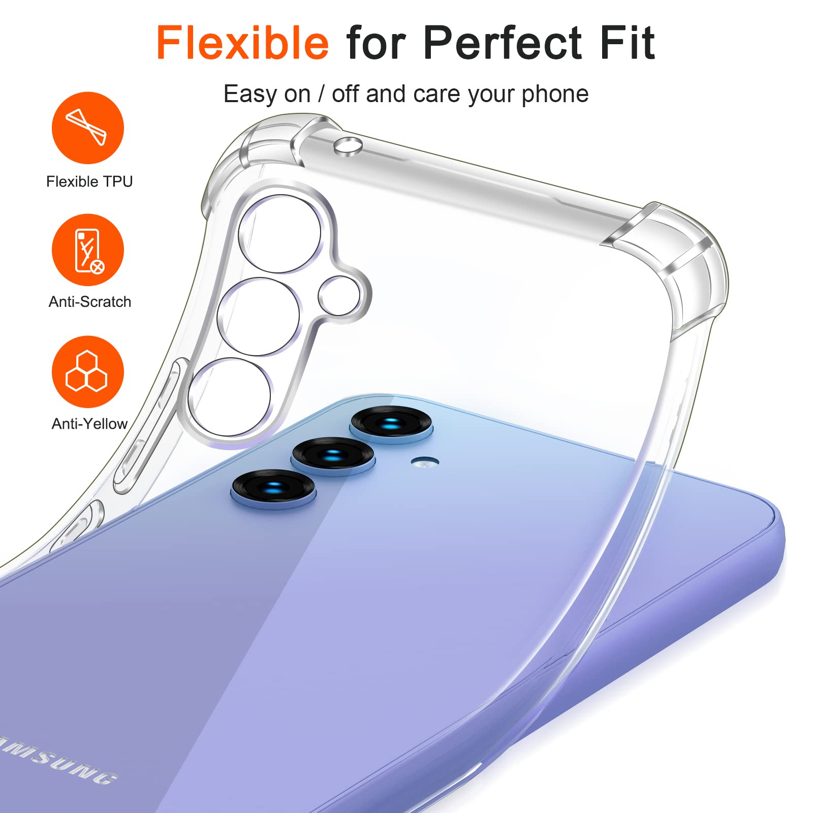 Lustree Back Cover Transparent Case Compatible with Samsung Galaxy A34 5G | Clear + TPU Case with 4 Corner Air Cushion Protection & Camera Protection | Slim& Stylus Cover — Amazon image 5