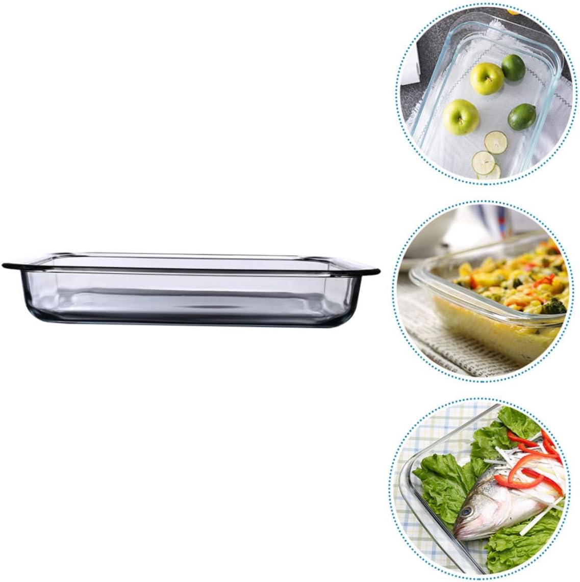 1pc Rectangular Glass Baking Pan Lids Oven Casserole Dish Heat-resistant Glassware for Oven