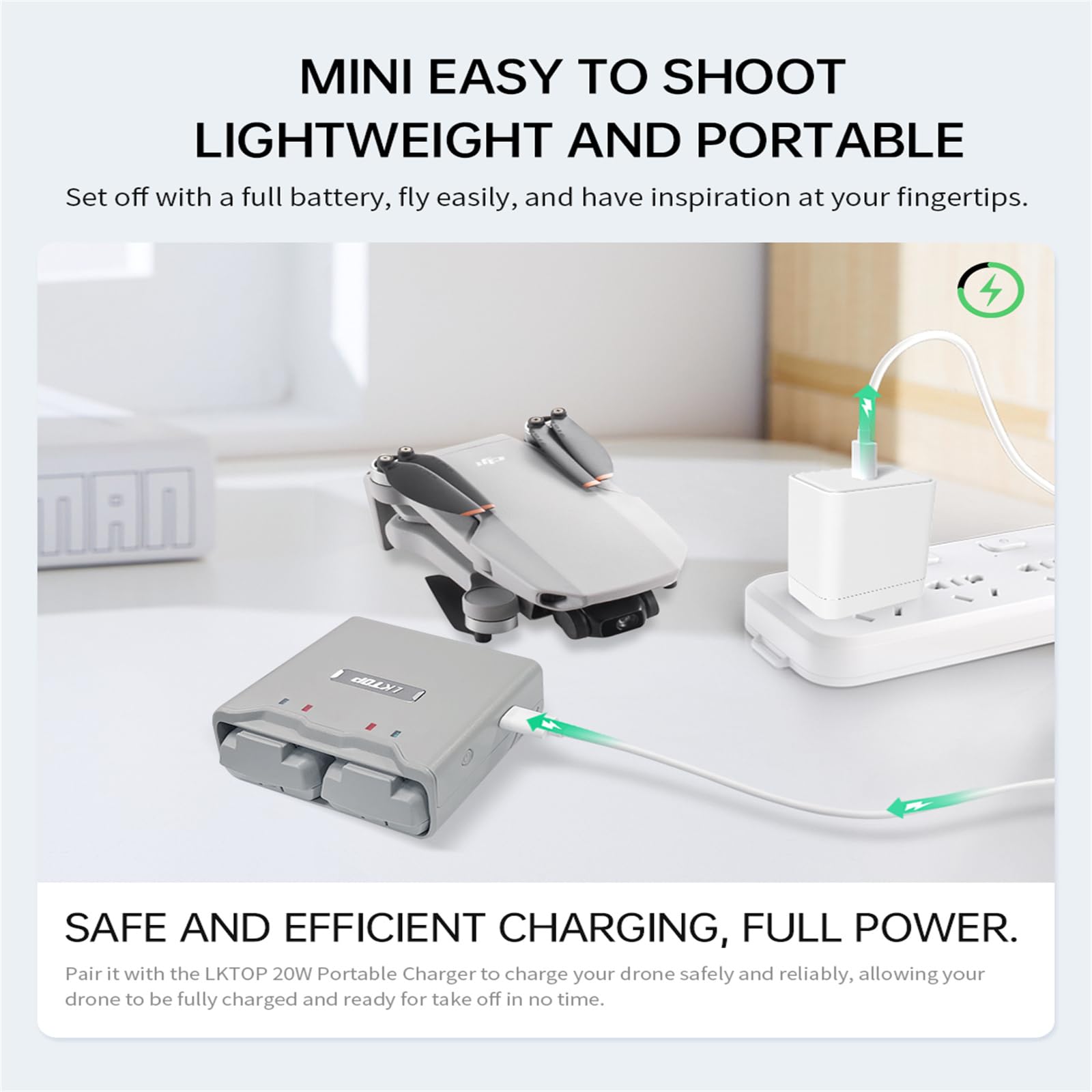 Chargeur de batterie pour DJI Mini 2/Mini 4K Hub de charge de batterie bidirectionnel (gris)