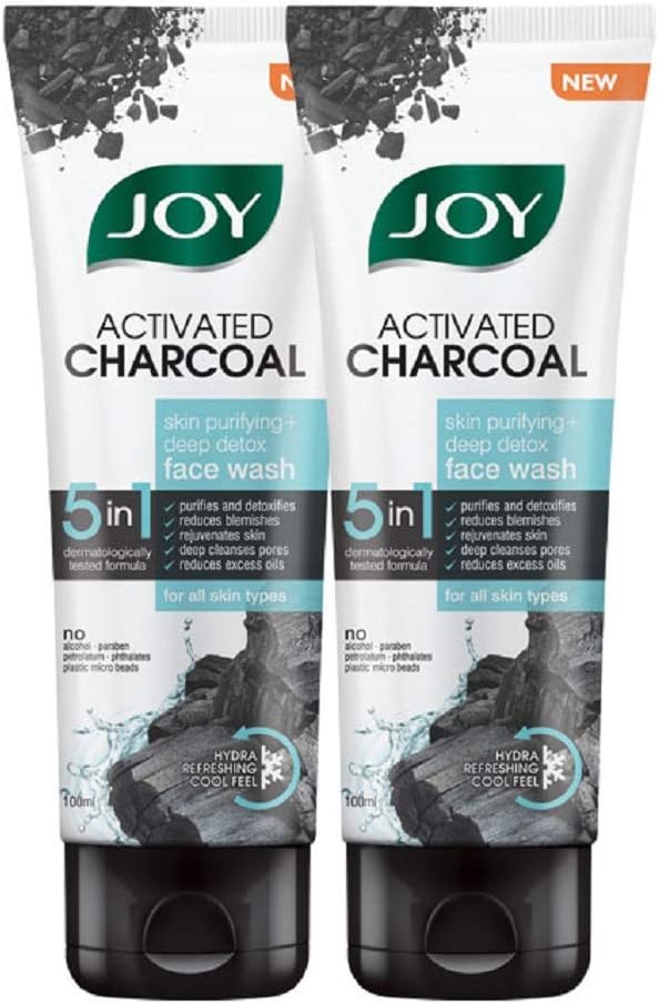 Activated Charcoal Face Wash | Skin Purifying and Deep Detox No Alcohol, Sulphates, Parabens, For All Skin Types (Pack of 2 X100ml)