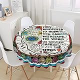 GRÖßENVORSCHLAG: Tischtuchdurchmesser = Tischdurchmesser + Durchhanggröße x 2. Jeder Tisch Die Seite, die 8