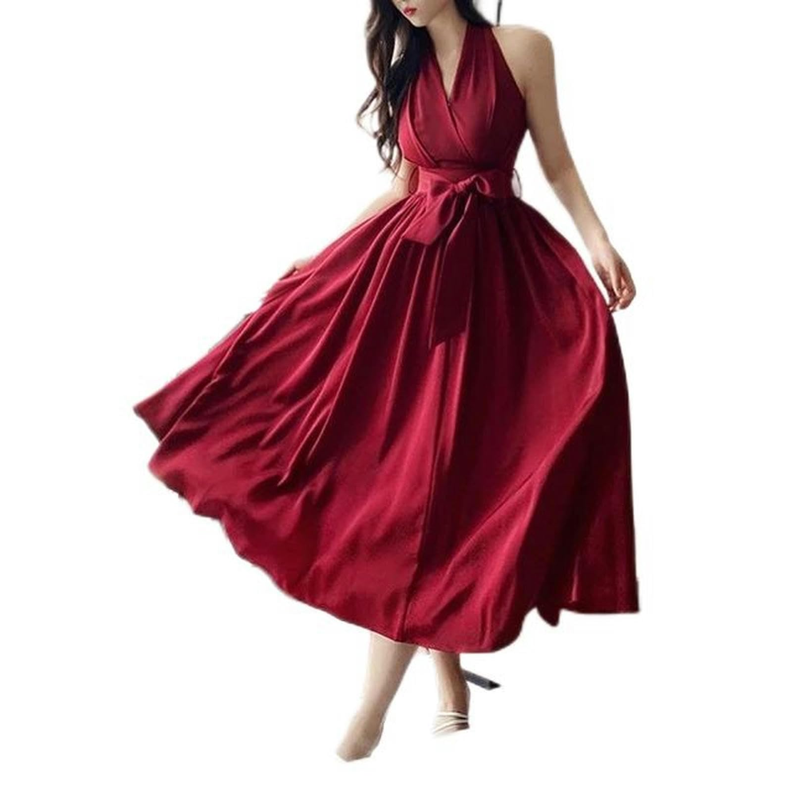 Lipsy - Vestito avvolgente con corpetto in pizzo avvolgente bordeaux