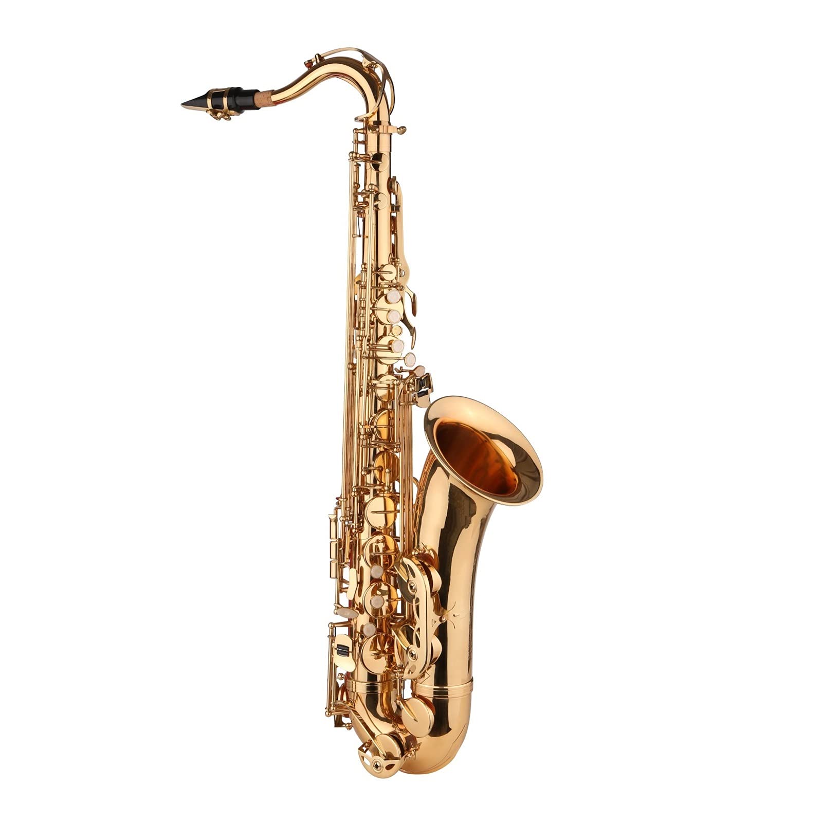 Sax Principianti Kit BB B-Flat Sassofono Tenore Placcato Oro Sax con Bocchino Custodia Laccio Panno di Pulizia Spazzola Strumento a fiato