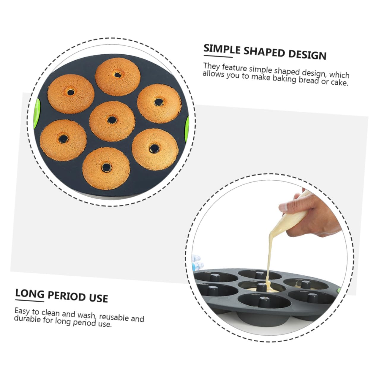 Molde de Silicona 5 Piezas para Hornear Pasteles y Pan Casero | Reutilizable y Flexible, Resistente al Calor, Limpieza Sencilla, Uso en Cocina y Repostería, Pack de 5