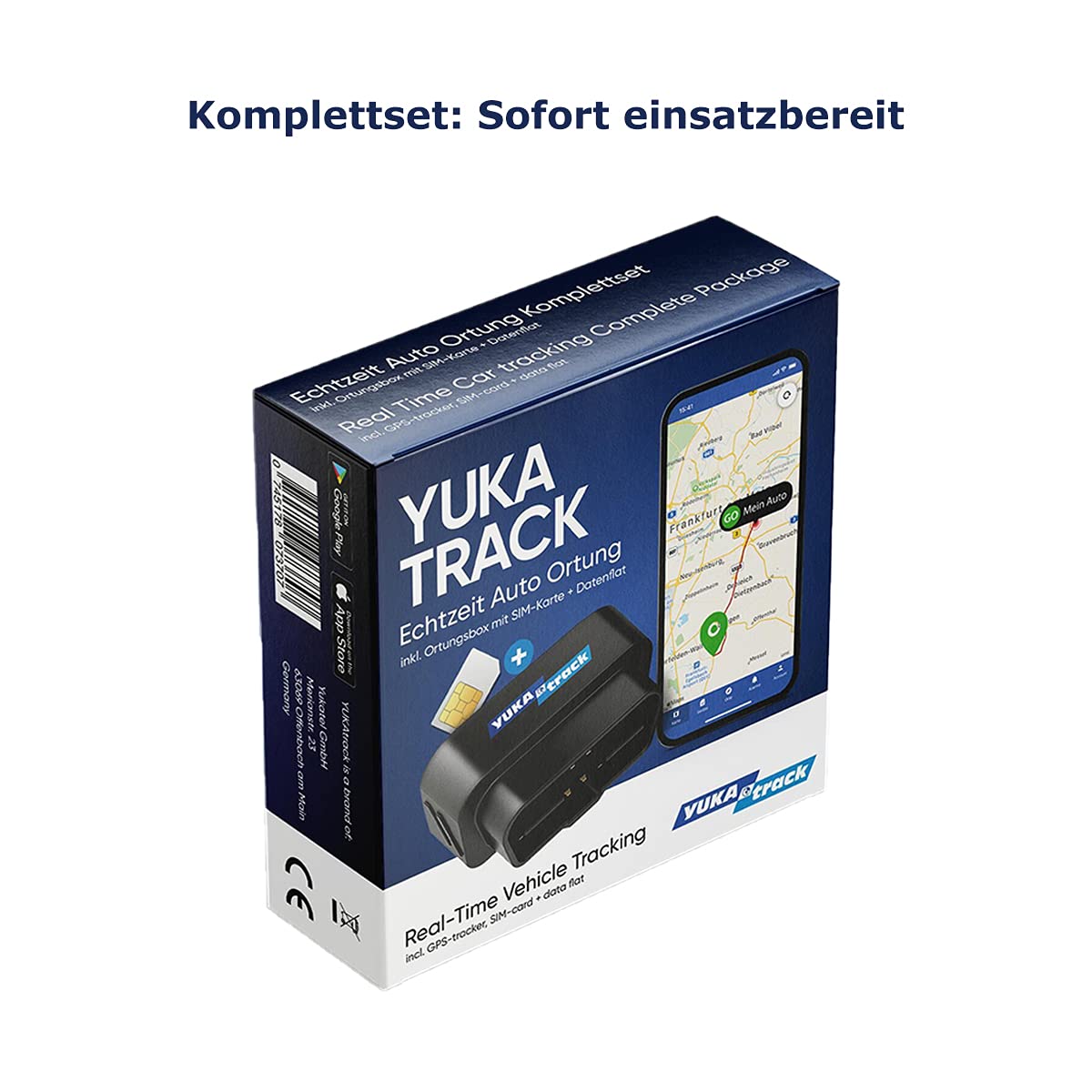 OBD2 GPS Tracker für Auto, LKW und Wohnwagen | SIM-Karte und Datenflat inklusive, Live-Ortung per App, Fahrtenbuch, ohne Abo und Vertrag, direkt am OBD2-Anschluss