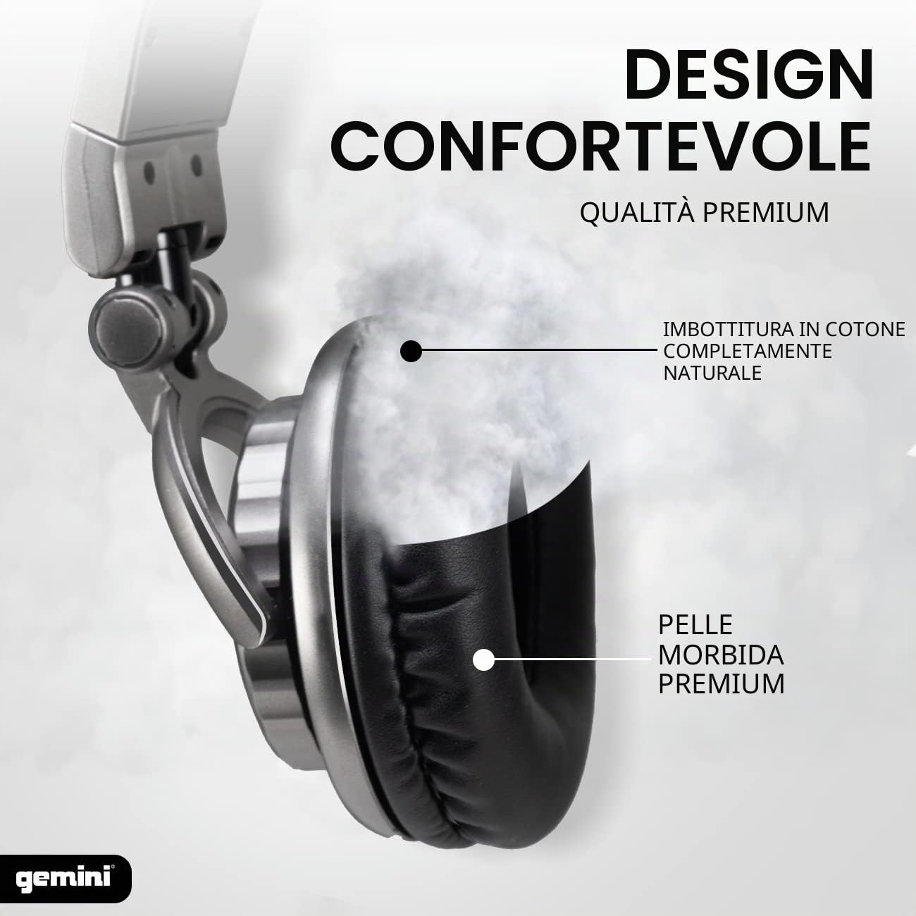 Gemini Sound DJX-500 Cuffie Professionali per DJ | Cuffie da studio cablate, driver da 57 mm - chiusura posteriore, coppe rotanti - connettori da 1/8" e 1/4" - monitoraggio