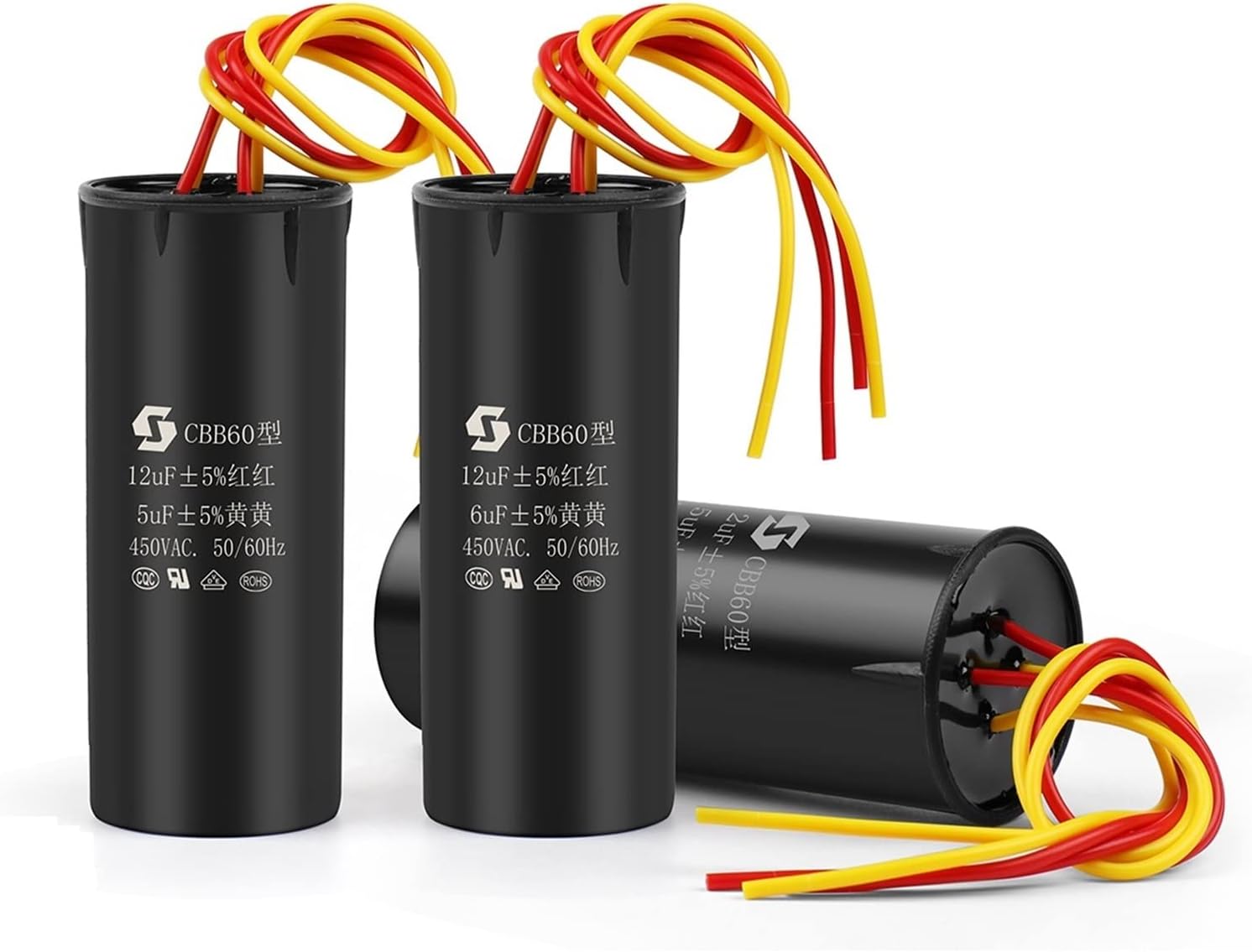 2Pcs CBB60 Double Start Capacitor Motor Run Capacitor for