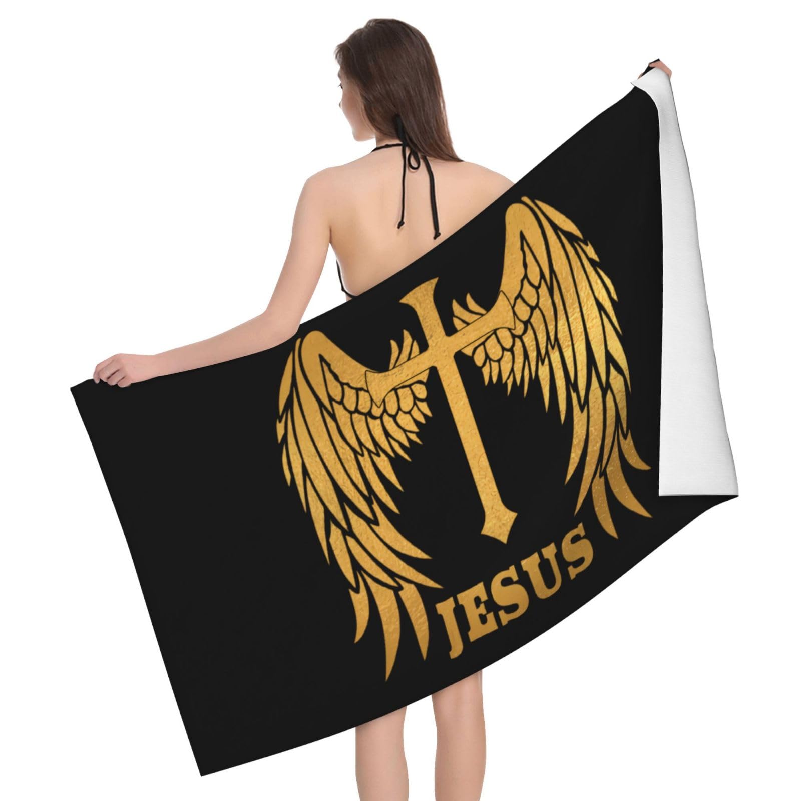 HLBSDM Microfiber Religious Christian Faith Jesus Beach Towel Quick Dry Soft Sand Free Beach Towels for Pool Swim Beach Lightweight Thin Towels