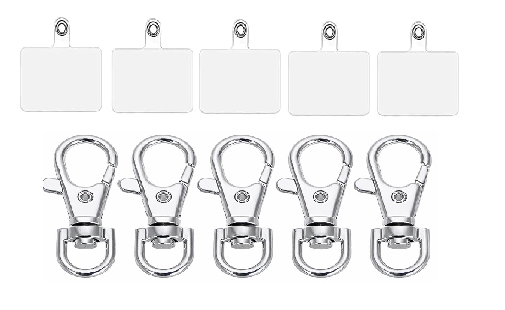 MOREL Phone Tether Patch Universal Plastic Stylish Tether TAB with Metal O Spring Ring SECUREHOLD for Cellphone Hand Bag|5PCS Tether with Silver 5PCS O Ring|-image-24