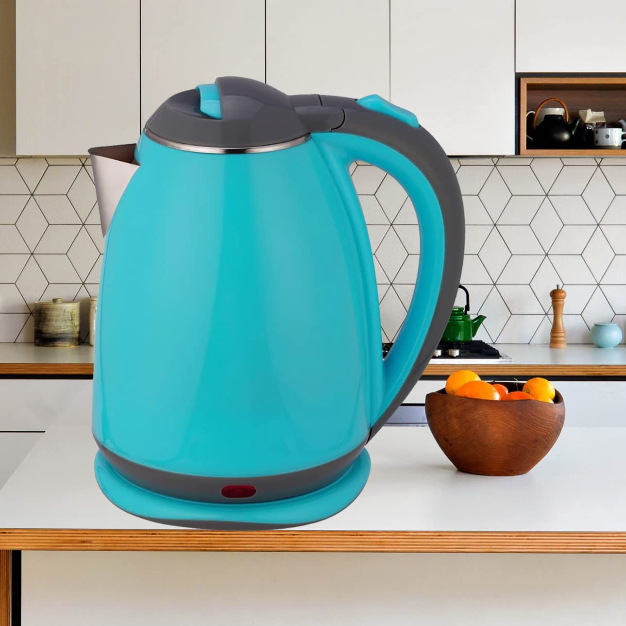 EVK® Blue Double Walled Cool Touch Stainless Steel Electric Kettle, 1.8 Litre, with 1500 Watt, boiler for Water, milk, tea, coffee, instant noodles, soup etc