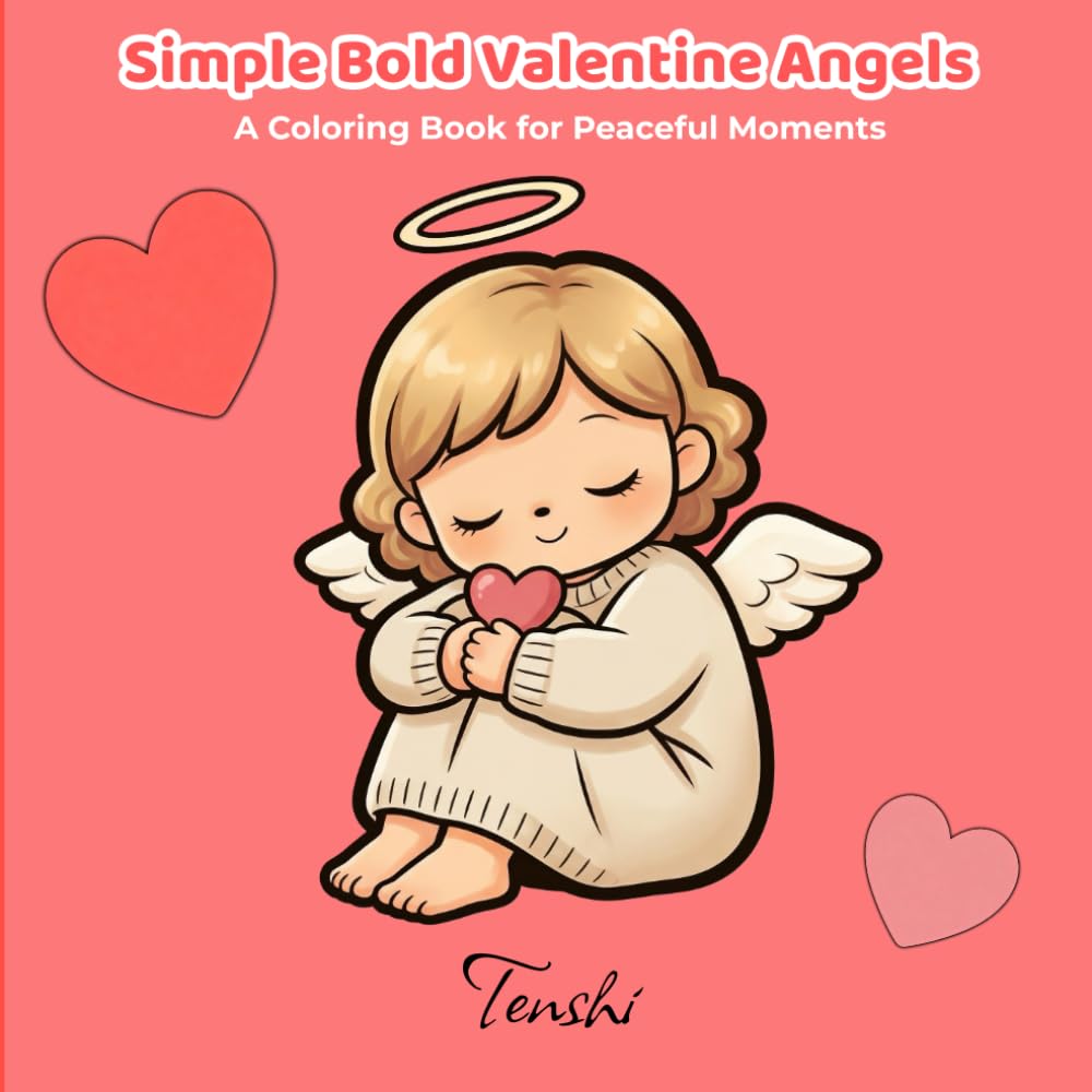 Simple Bold Valentine Angels A Coloring Book for Peacefull Moments: Easy Designs for Relaxation with Minimalist Features (Simply Bold Coloring Books Series)