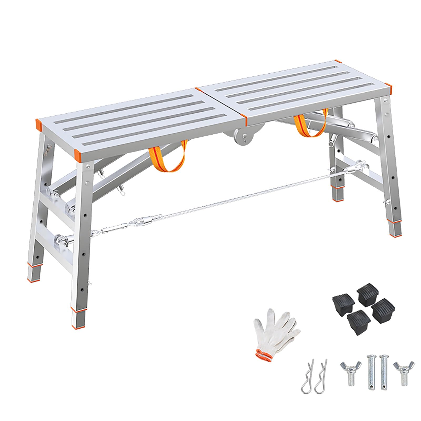 WQPMNYG Folding Work Platform, Portable Scaffolding Adjustable Height Platform Ladder, Multipurpose Folding Scaffolding for Indoor Home Decoration, Car Washing & Cleaning (Size : 180cm/5.9ft)