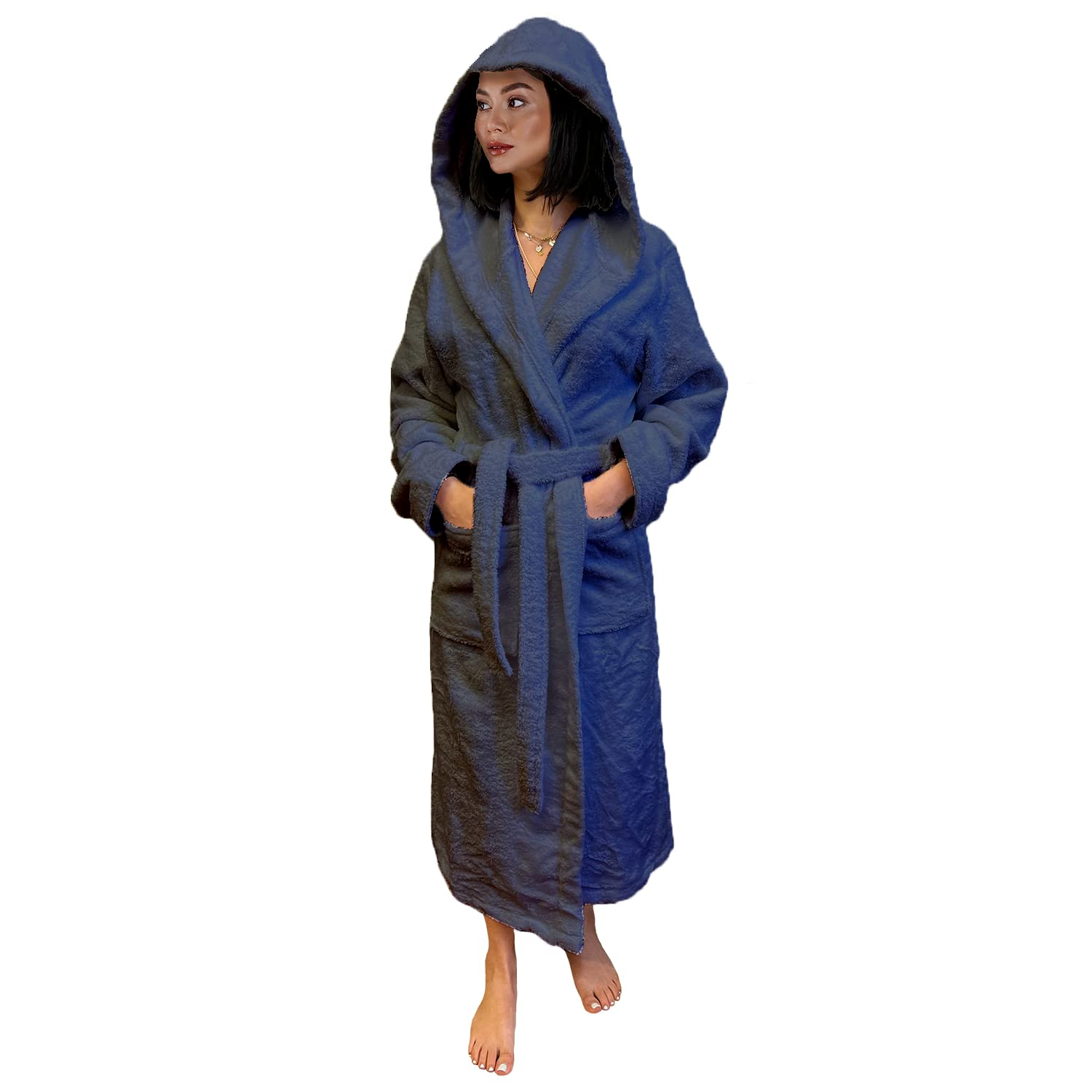 Lisola Albornoz para hombre y mujer, para Hotel y Luxury Spa, de rizo de algodón, con capucha, color liso, modelo perla