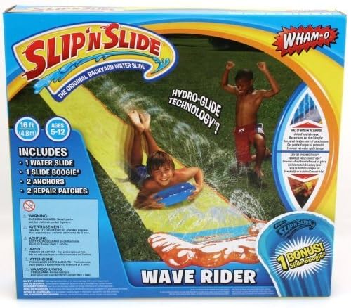 Wham-O Slip N Slide 16ft Double Lawn Water Slides with Sprinkler Lane & 2 Inflatable Boards Backyard Slip and Slide Super Slip Waterslides Outdoor Water Toy for Kids Adults