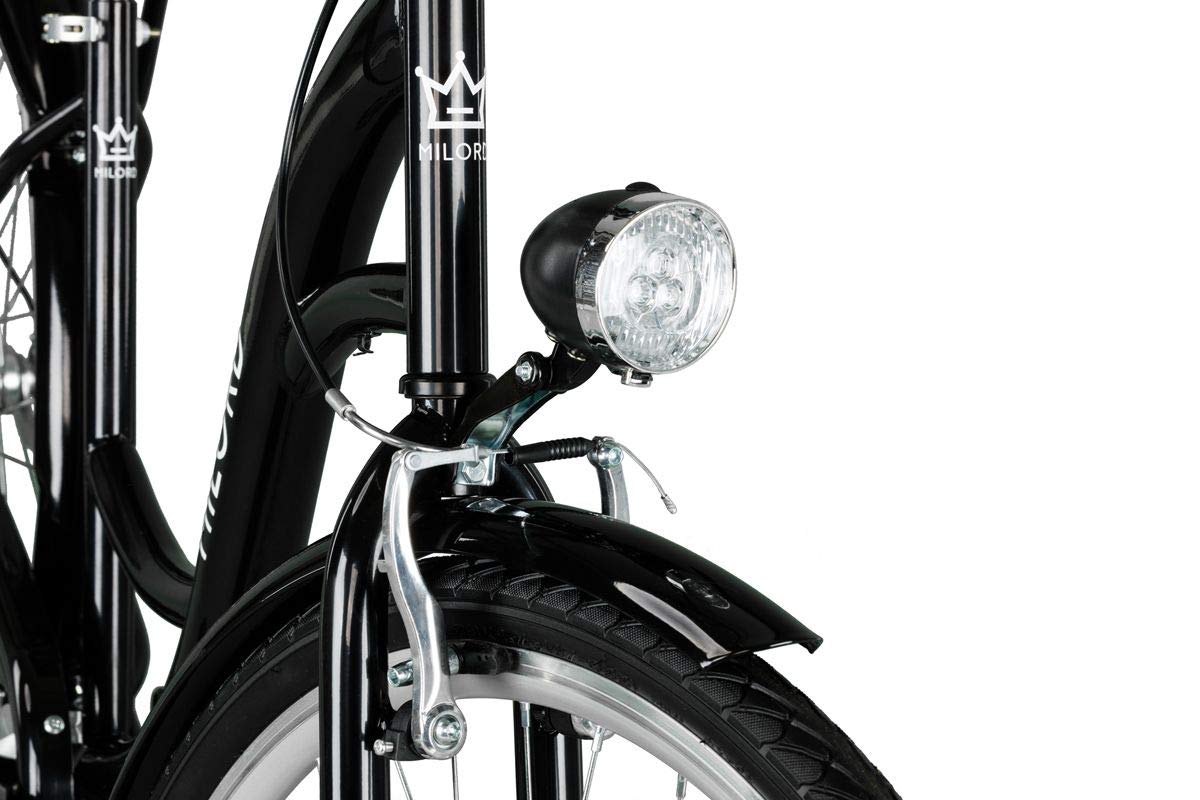 MILORD Bicicletta Da Donna Comfort 26 Pollici, 1 Velocità, Stile Olandese Con Cestino E Portapacchi - Bianco