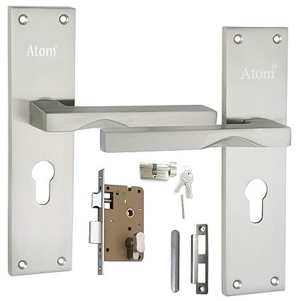 Atom Heavy Duty Mortise Door Lock with One Sided Key for Bedroom, Living Room, Main Door, Silver Satin Finish | 3 Keys | Lockset for House Hotel Office(WIH53CYOSK)