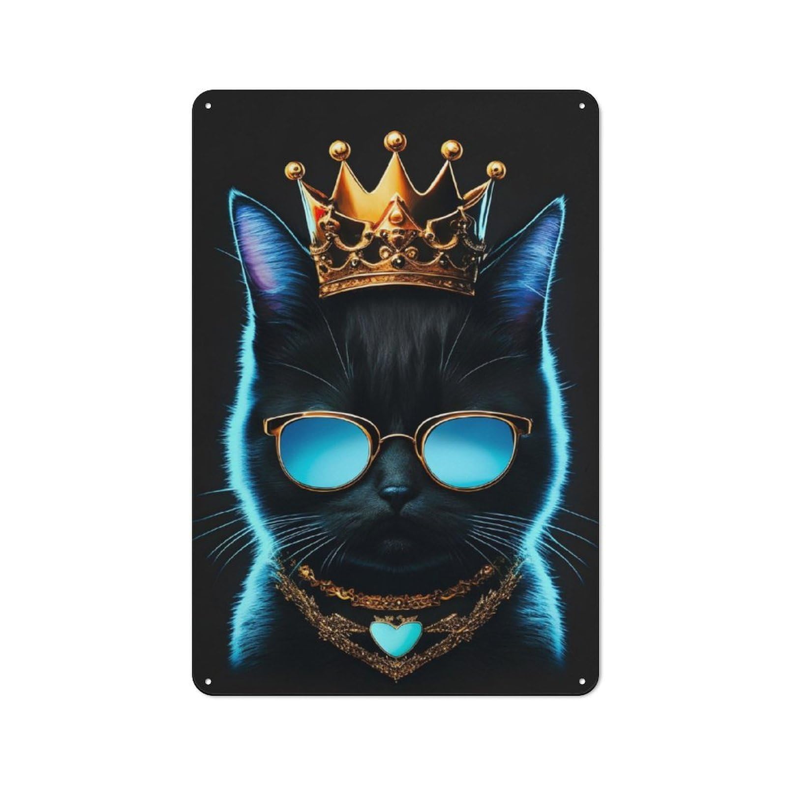 Junmoney Neon Black Cat Loft Style Metal Wall Sign 30X20cm Featuring Studio Wall Art For Loft, Studio, Office Or Creative Room