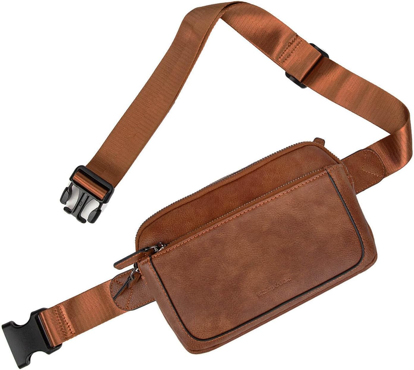Fanny Packs for Women, Leather Vegan Belt Bag Crossbody Waist Bag Adjustable Strap, Large Fashion Everywhere Belt Bag, Brown - Image 8