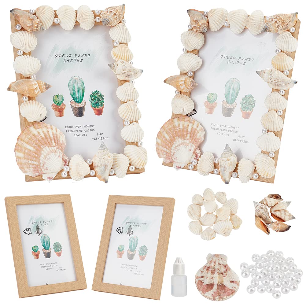 WEBEEDY Unfinished Wooden Photo Frame Craft Kit DIY Wooden Photo Frames with Stand Shell Wood Photo Picture Frames Making Kit