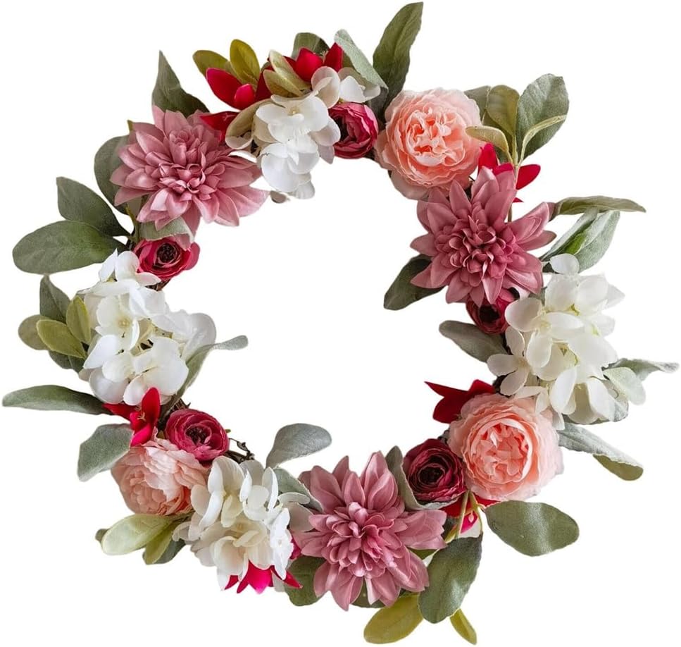 Pinks Peony Wreath Dahlia Hydrangea Rosette Wedding Door and Window Wall Courtyard Decoration