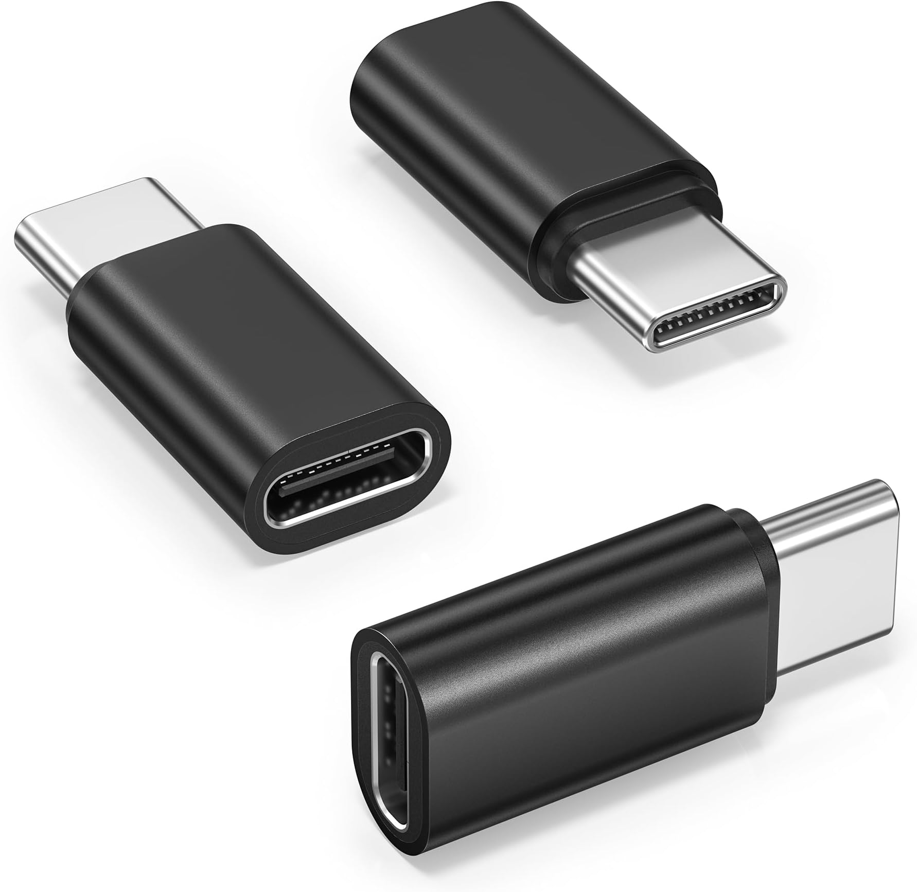 Basesailor USB Type C Extender Adapter 3Pack,100W PD USBC Male to Female Extension Converter,40Gbps USB4 Thunderbolt 4 3 Extended Connector for iPhone 17 17e 16 Pro Max,MacBook,Otterbox,Samsung S26