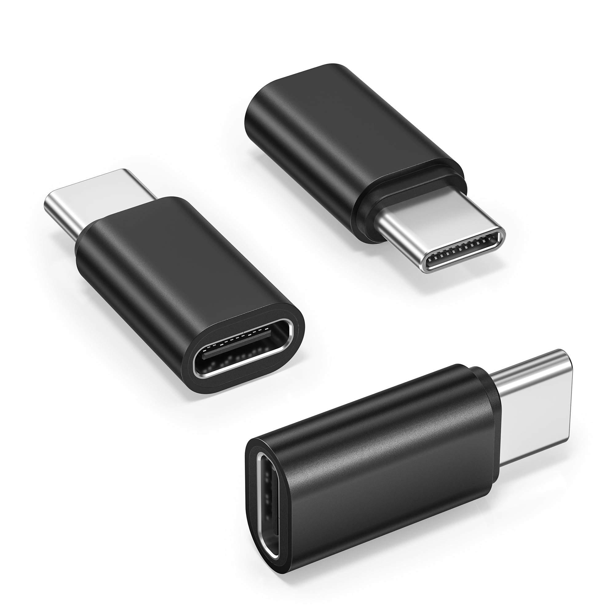 USB Type C Extender Adapter 3Pack,100W PD USBC Male to Female Extension Converter,40Gbps USB4 Thunderbolt 4 3 Extended Connector for iPhone 17 16 Pro Max,MacBook,Otterbox Case,Samsung S25