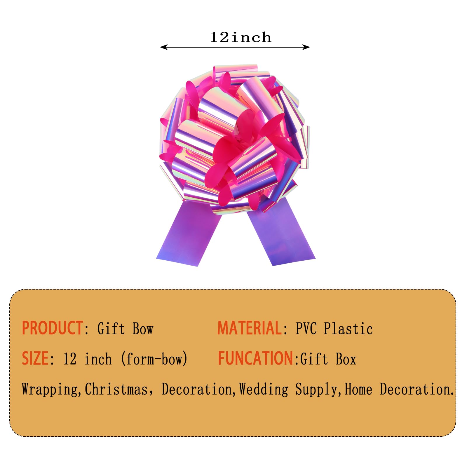 2 lazos grandes láser de 12 pulgadas, gran regalo para electrodomésticos, bicicletas, Navidad, fiestas y decoraciones de lazo grande en mesas de comedor (rosa)
