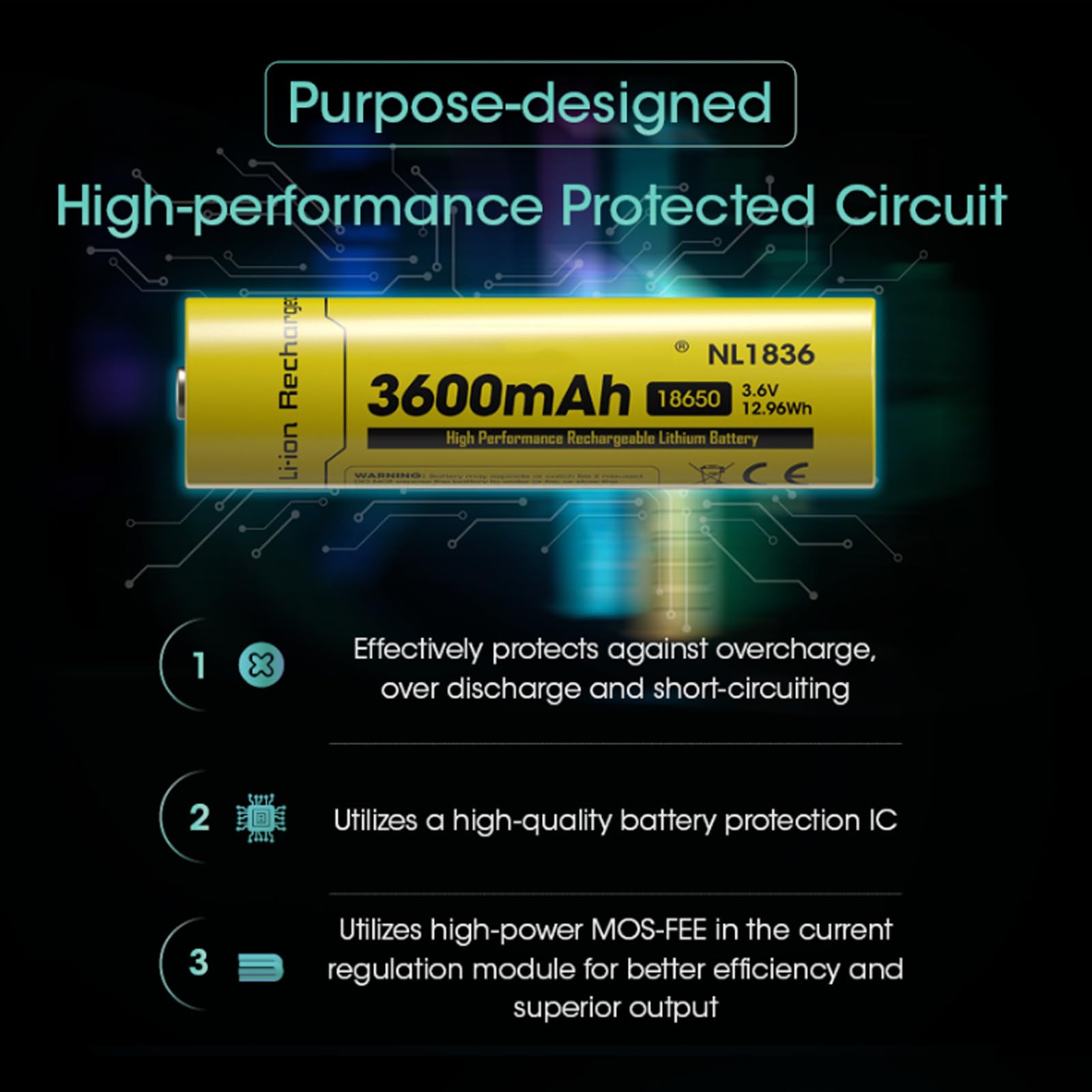 NL1836 Batteria Ricaricabile 3600Mah 3,6 V 12,96 Wh, Batterie Ad Alte Prestazioni Di Scarica Con Protezione,2pcs