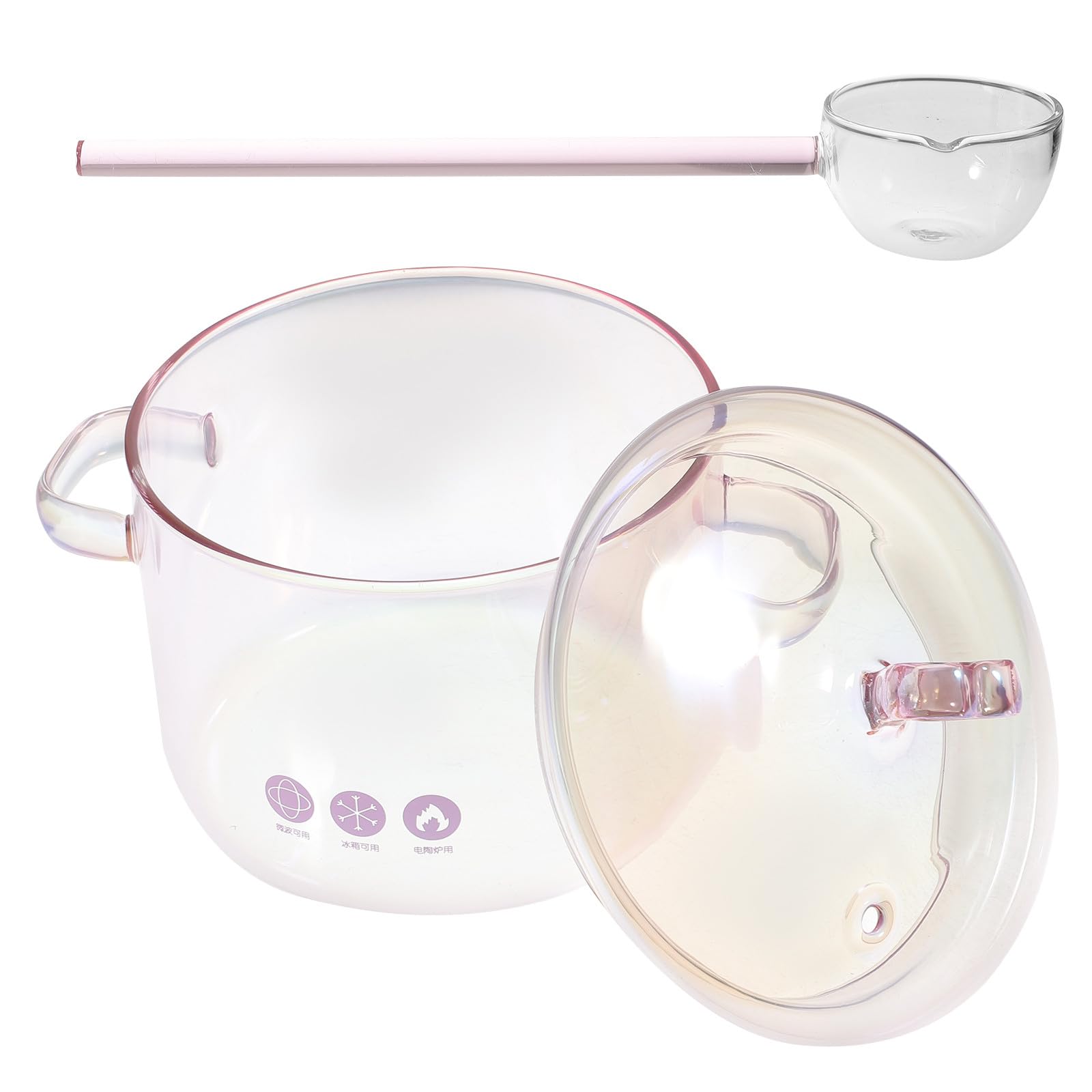 Casserole en verre Jojofuny à surface lisse et design clair 1500ml