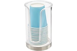 mDesign Plastic Small Compact Disposable Paper Cup Dispenser for Bathrooms