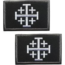 2 PCS Jerusalem Cross Crusader Jihad Tactical Embroidered Hook and Loop Patch Emblem Patch for Backpacks,Jeans,Hats,Jackets,Coat,Vests,Biker,Helmets,Uniforms,Clothes,Armband,Pants,Pouch,Bags