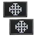 2 PCS Jerusalem Cross Crusader Jihad Tactical Embroidered Hook and Loop Patch Emblem Patch for Backpacks,Jeans,Hats,Jackets,Coat,Vests,Biker,Helmets,Uniforms,Clothes,Armband,Pants,Pouch,Bags